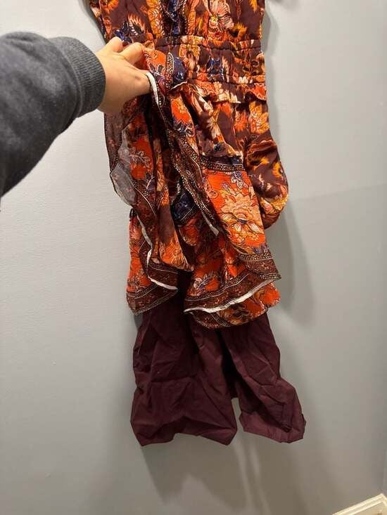 Old Navy Ruffled V-Neck Smocked-Waist Floral Maxi Dress, Size XS 8