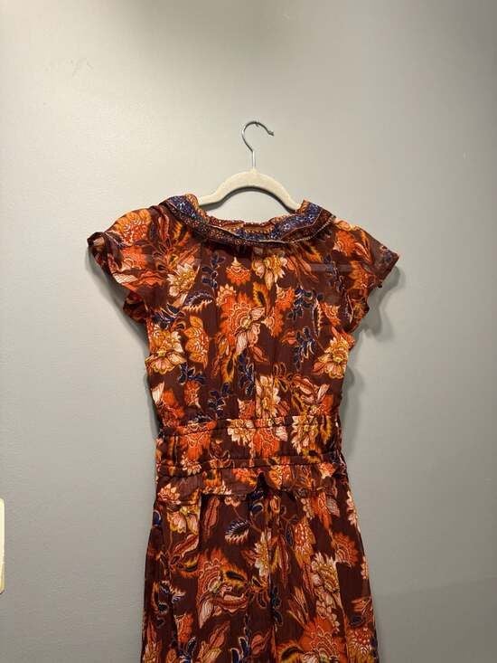 Old Navy Ruffled V-Neck Smocked-Waist Floral Maxi Dress, Size XS 9