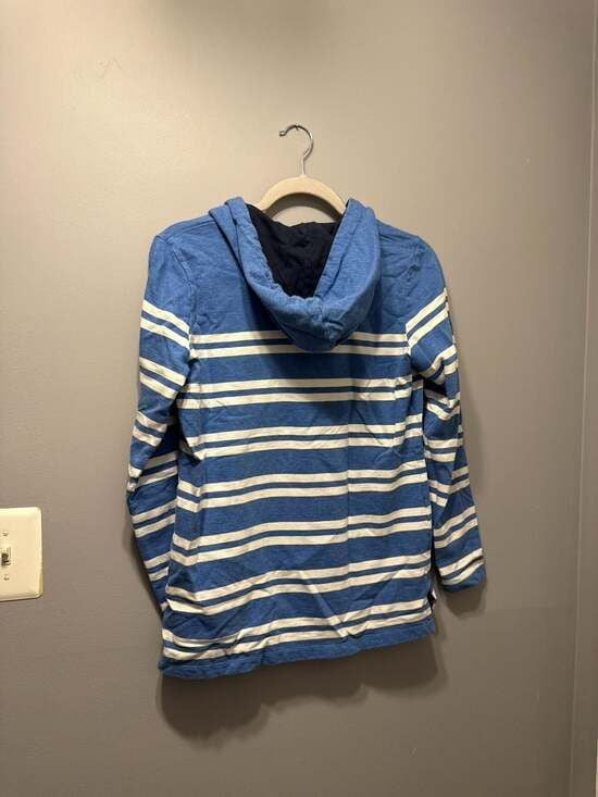 L.L.Bean Women's Blue Striped Henley Hoodie with Katahdin Logo, Size S 6