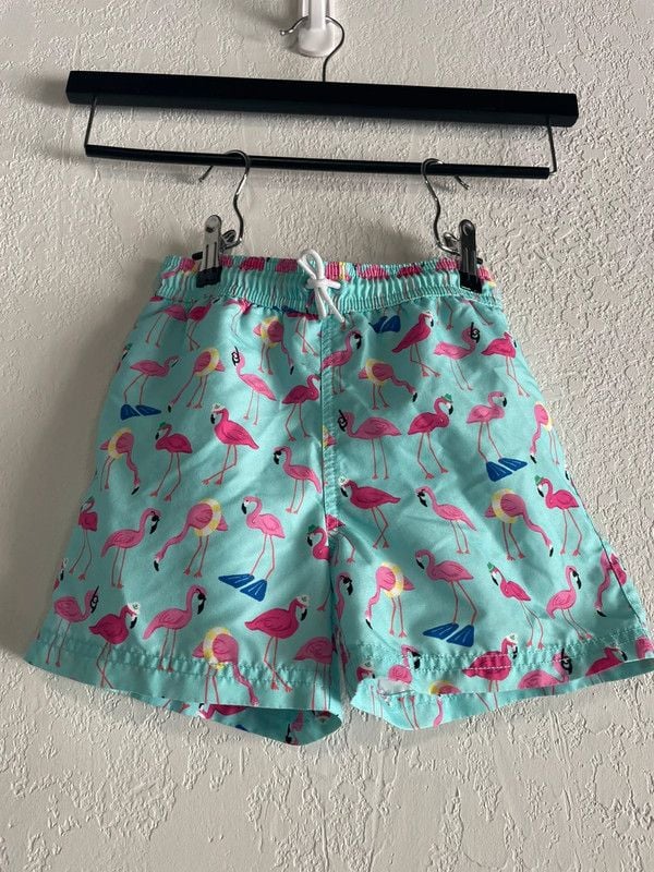 Janie and Jack Boy's Flamingo Swim Trunks, Size 6 2