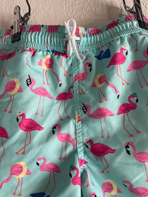 Janie and Jack Boy's Flamingo Swim Trunks, Size 6 6