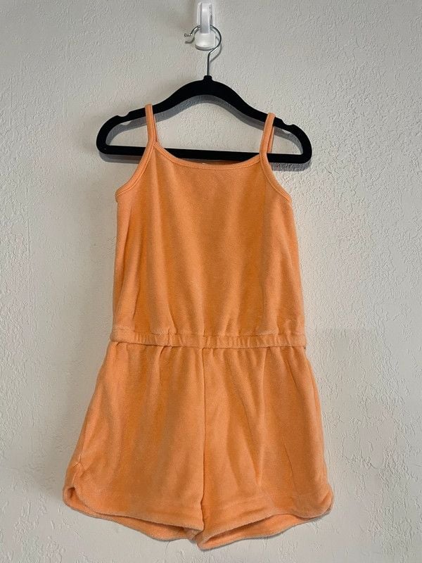 Baby Gap Toddler Orange VintageSoft Terry Romper size 5 2