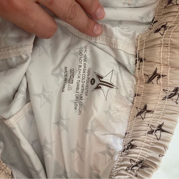 NWOT New Jeffree Star Cosmetics Swim and Lounge Shorts Tan JSC Logo Unisex 3