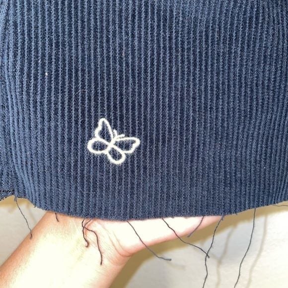 NWT Corduroy cute Y2K mini skirt Navy Blue With Butterfly’s Size 25 5