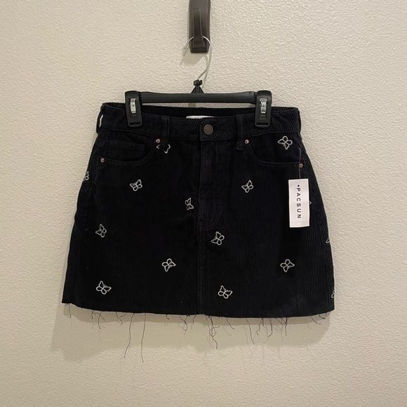 NWT Corduroy cute Y2K mini skirt Navy Blue With Butterfly’s Size 25 9