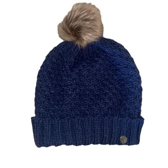 ROXY KNIT BEANIE NAVY BLUE WOMENS HAT POMPOM 3