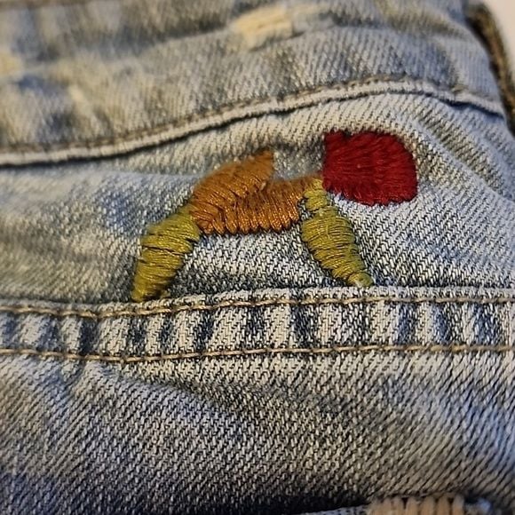 Vertigo Festival Boho Flare Leg Embroidered Floral Light Blue Jeans Y2K Size 6 10