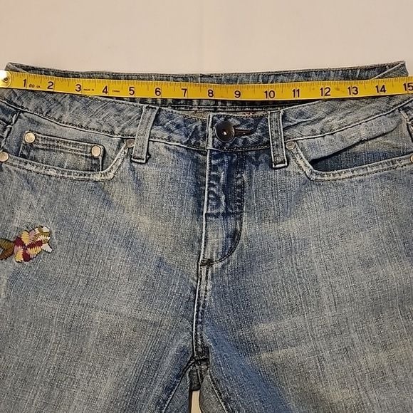 Vertigo Festival Boho Flare Leg Embroidered Floral Light Blue Jeans Y2K Size 6 16