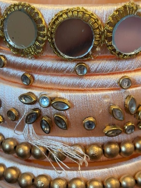 Peach and Gold Threaded Set - Authentic from Indian Handcrafters 2