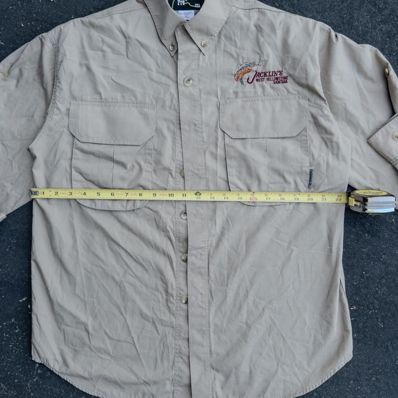 Vintage Wilderness Pro Fishing Shirt M Khaki Jacklin’s West Yellowstone 7