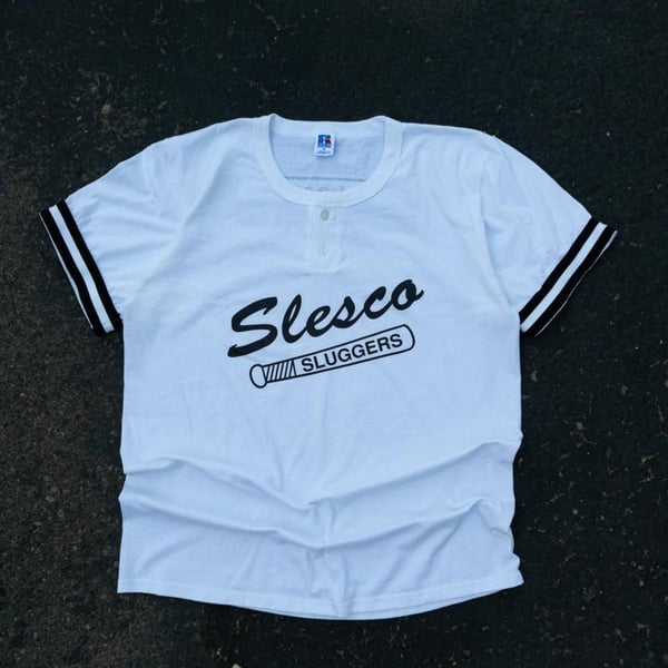 Vintage Russell Athletic Slesco Sluggers Baseball Henley T-Shirt