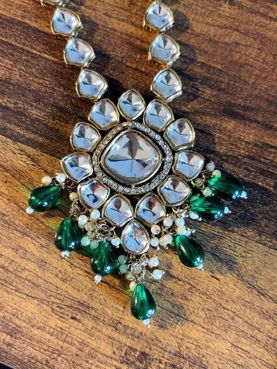 Long Necklace Earring Set - Sheesha Kundan (Mirror and Glass). 2
