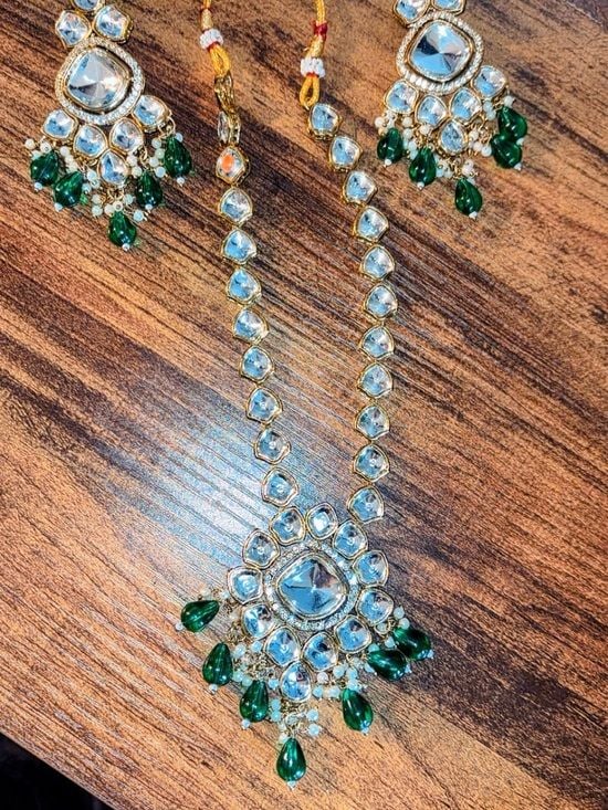 Long Necklace Earring Set - Sheesha Kundan (Mirror and Glass). 5
