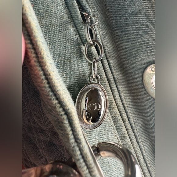 Dior Lady Dior Large Blue Denim Cannage Bag Acrylic Handles with COA 12
