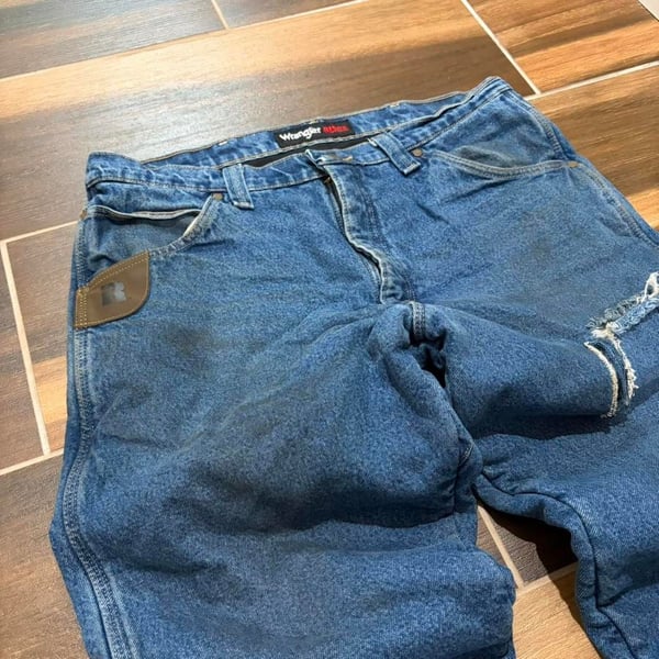 Wrangler Riggs Workwear Carpenter Jeans 36x32 Distressed Denim