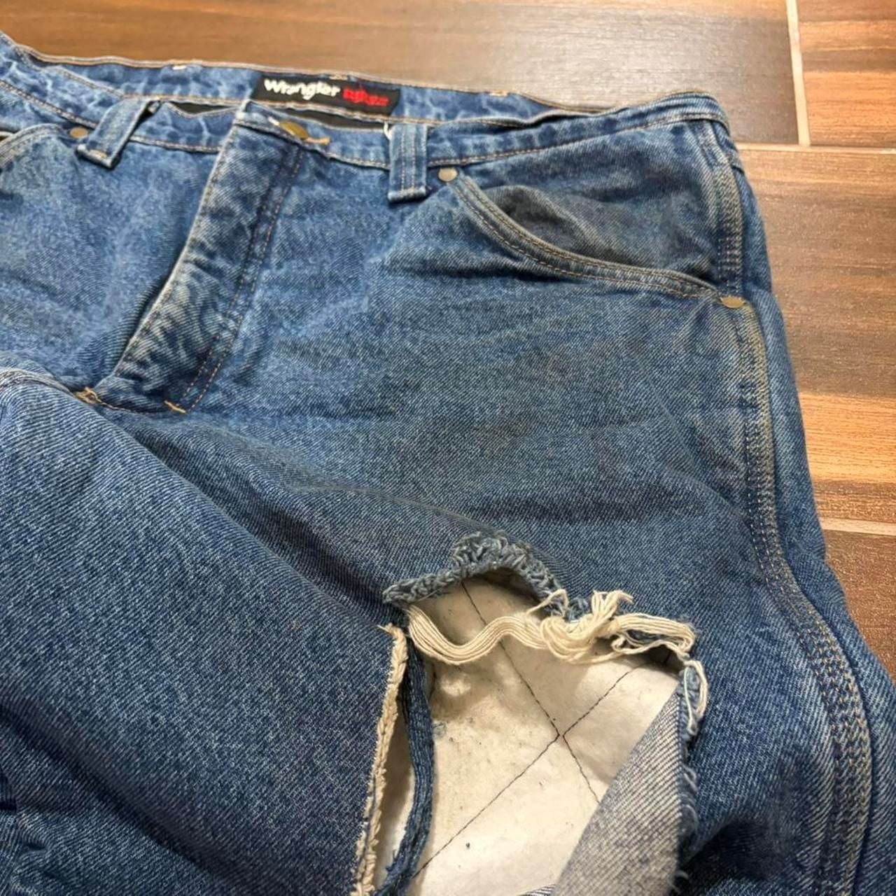 Wrangler Riggs Workwear Carpenter Jeans 36x32 Distressed Denim 7