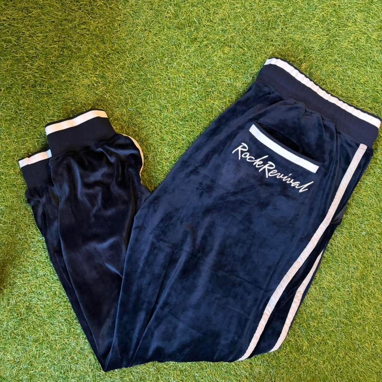 Rock Revival Velour Tracksuit Set Navy Blue Embroidered Eagle XL 2