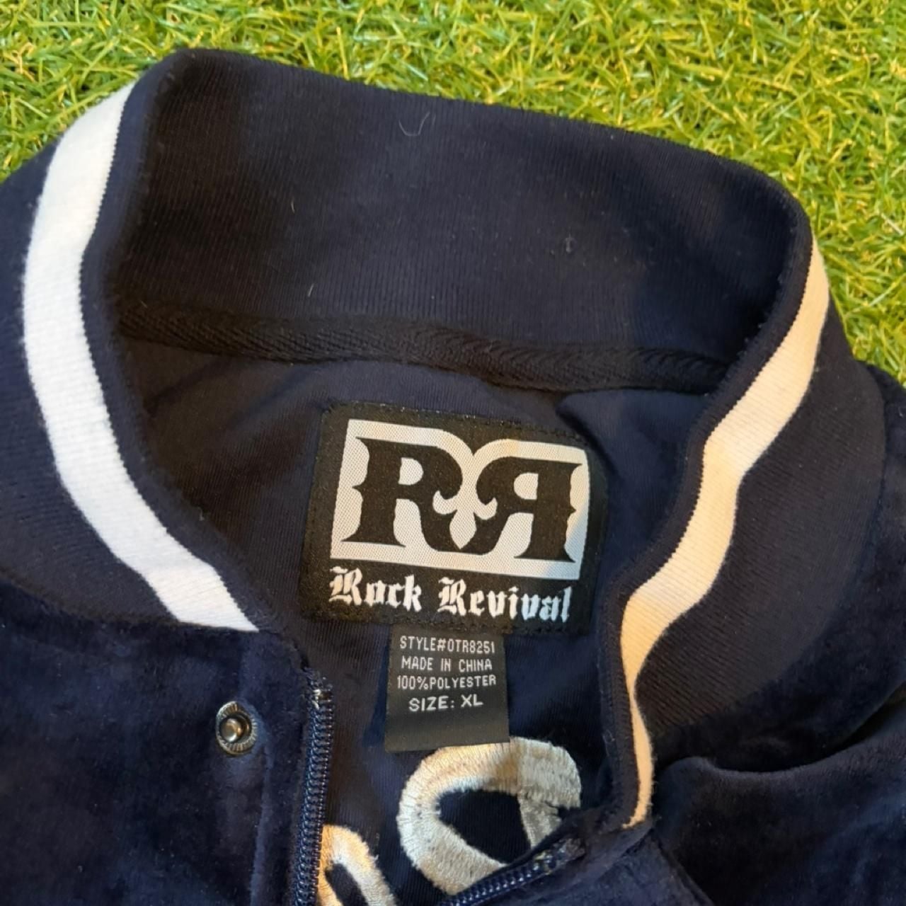 Rock Revival Velour Tracksuit Set Navy Blue Embroidered Eagle XL 4