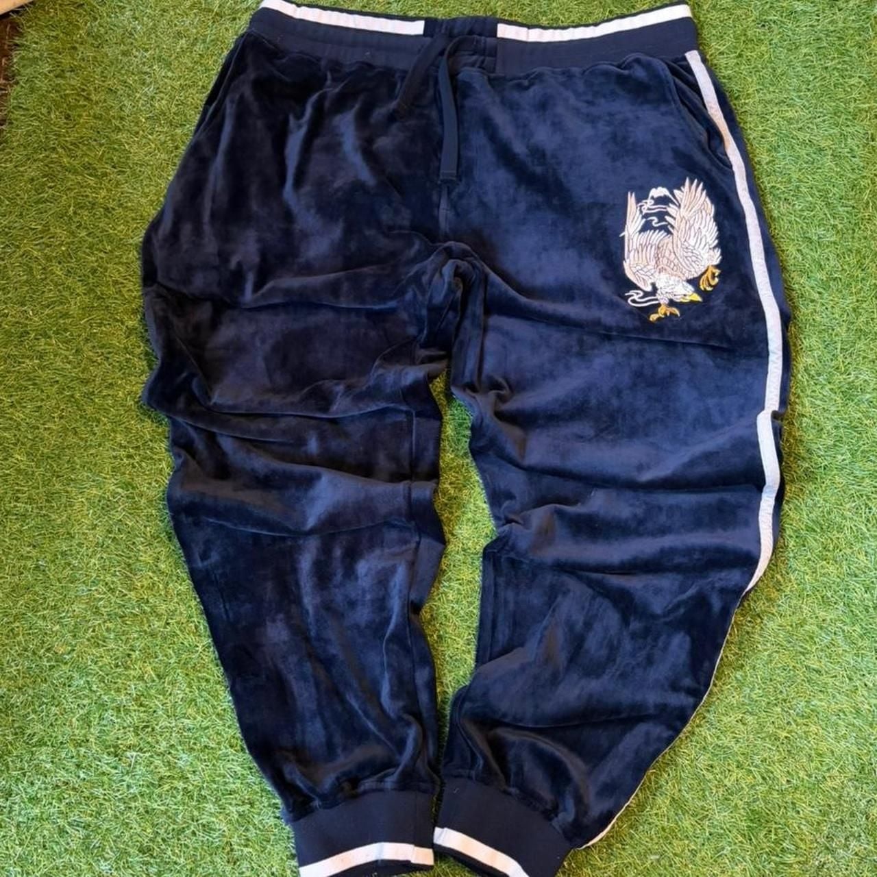 Rock Revival Velour Tracksuit Set Navy Blue Embroidered Eagle XL 6