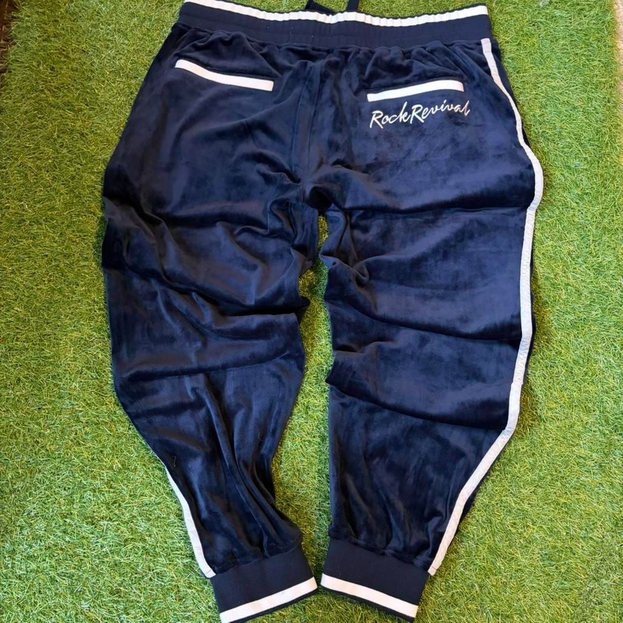 Rock Revival Velour Tracksuit Set Navy Blue Embroidered Eagle XL 7