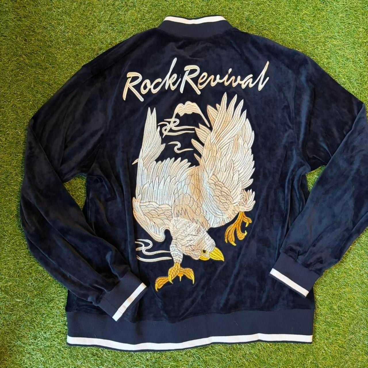 Rock Revival Velour Tracksuit Set Navy Blue Embroidered Eagle XL 8