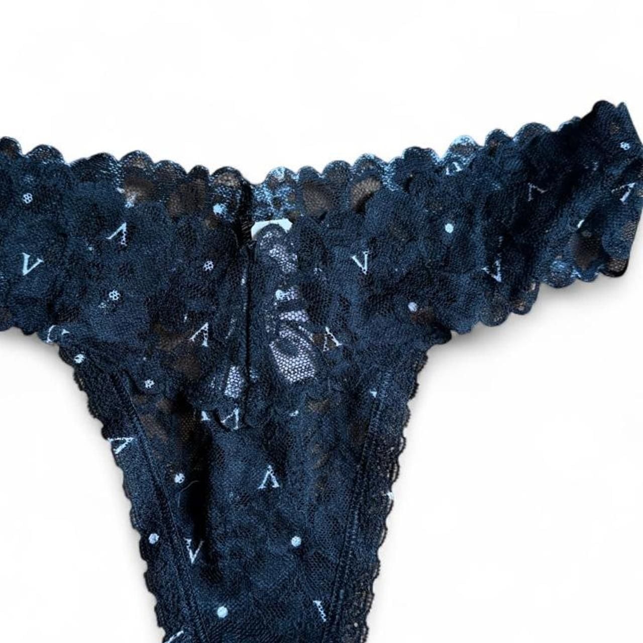 Victoria's Secret Black Lace Thong Panty Size M 1