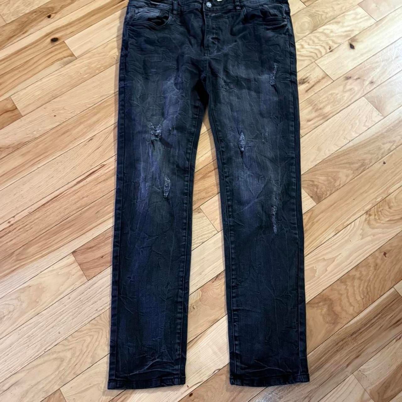 DZTR Premium Disaster Black Distressed Jeans Size 38 7