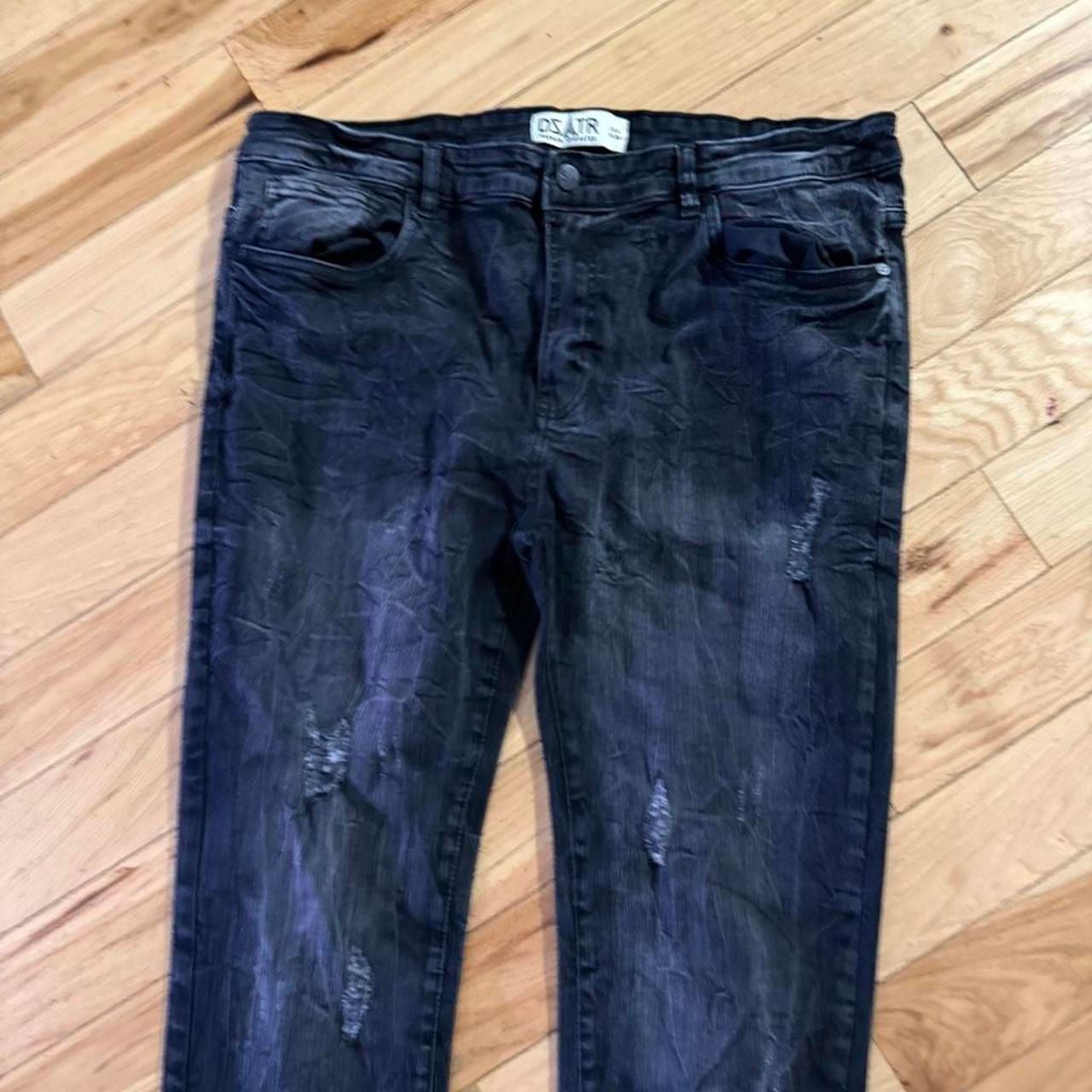 DZTR Premium Disaster Black Distressed Jeans Size 38 8