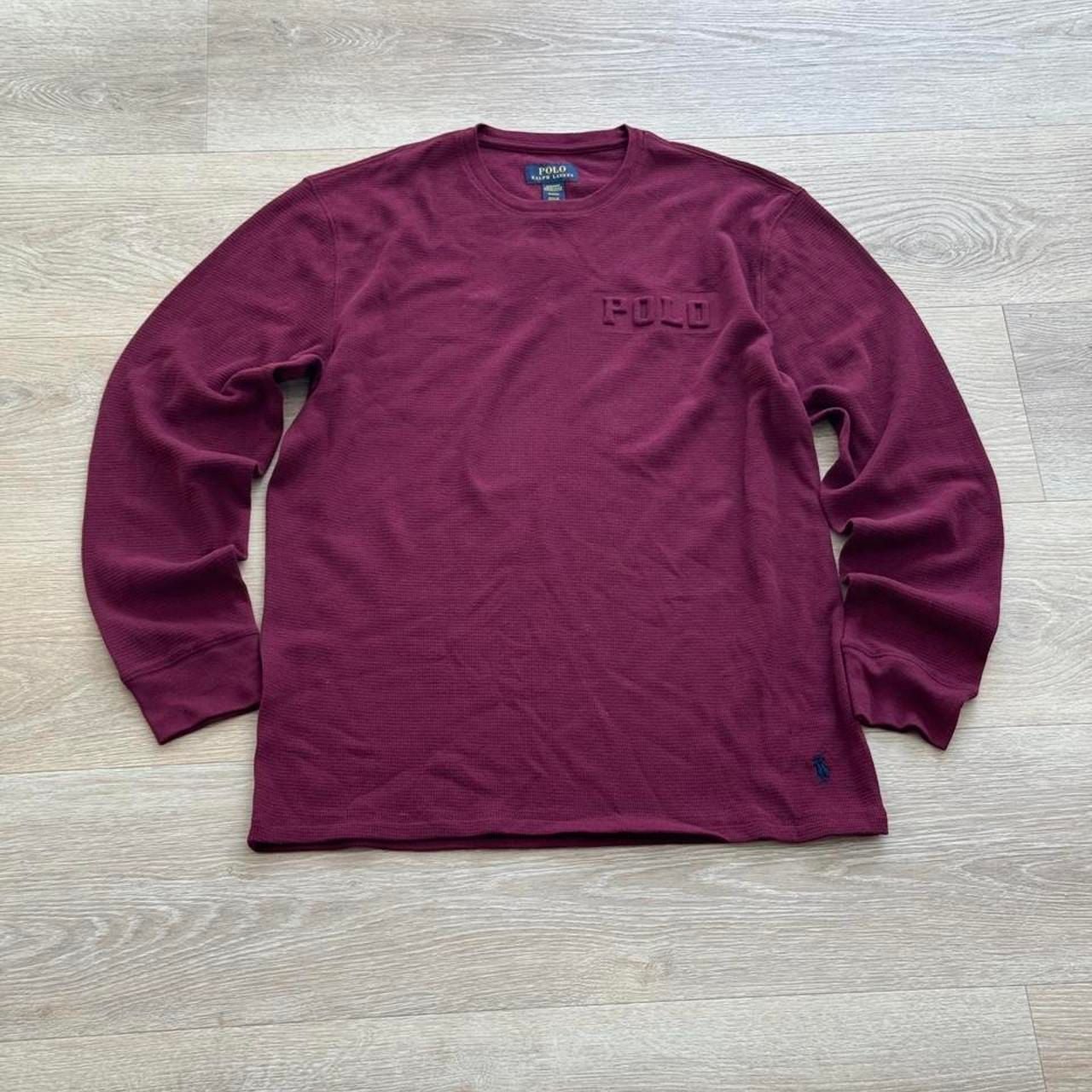 Polo Ralph Lauren Waffle Knit Long Sleeve Thermal Shirt Men's Medium Burgundy NWT 2
