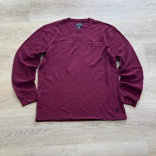 Polo Ralph Lauren Waffle Knit Long Sleeve Thermal Shirt Men's Medium Burgundy NWT