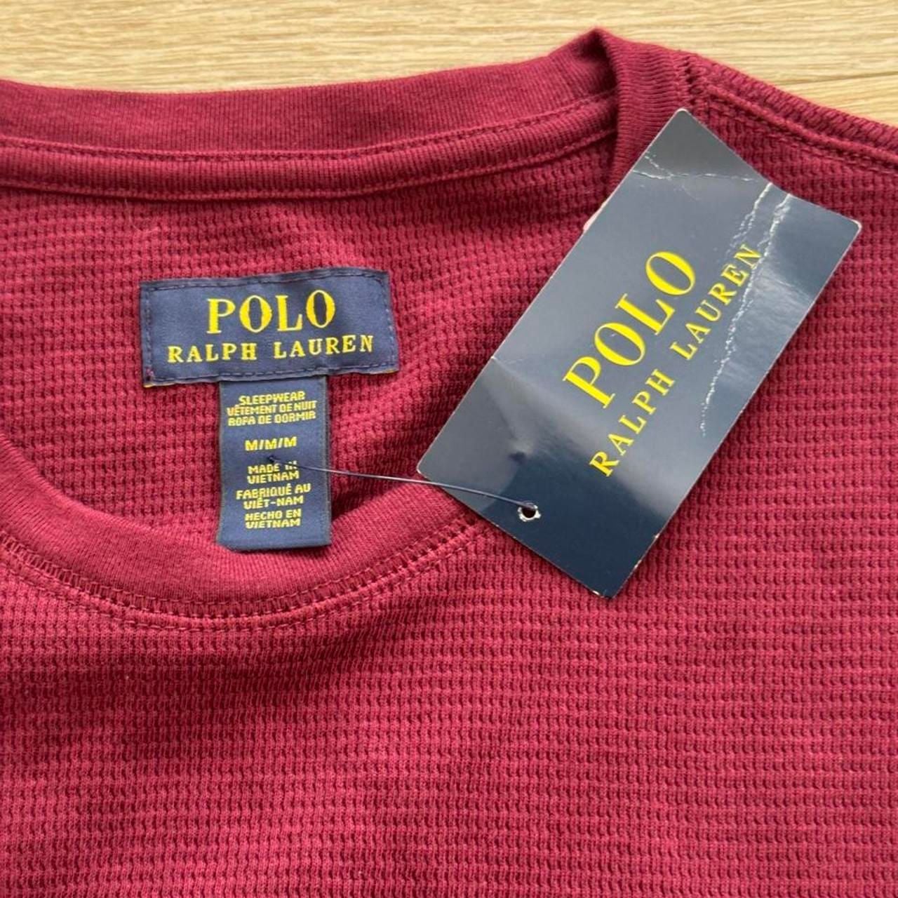 Polo Ralph Lauren Waffle Knit Long Sleeve Thermal Shirt Men's Medium Burgundy NWT 5