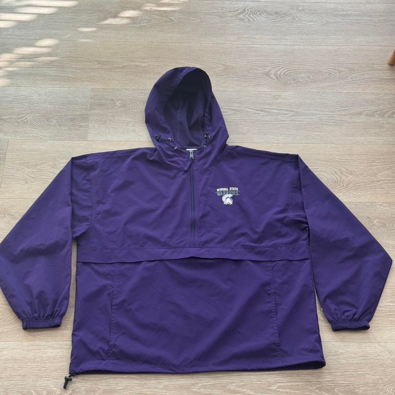 Champion Winona State Warriors Half-Zip Hooded Anorak Jacket Purple 2