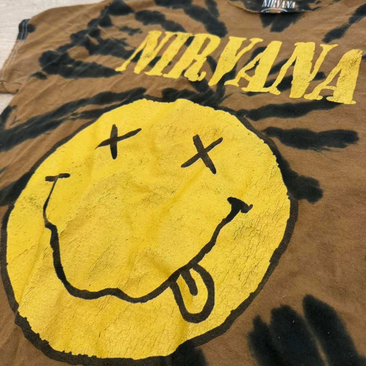 Nirvana Smiley Face Bleach Tie Dye Band T-Shirt Size Large 4