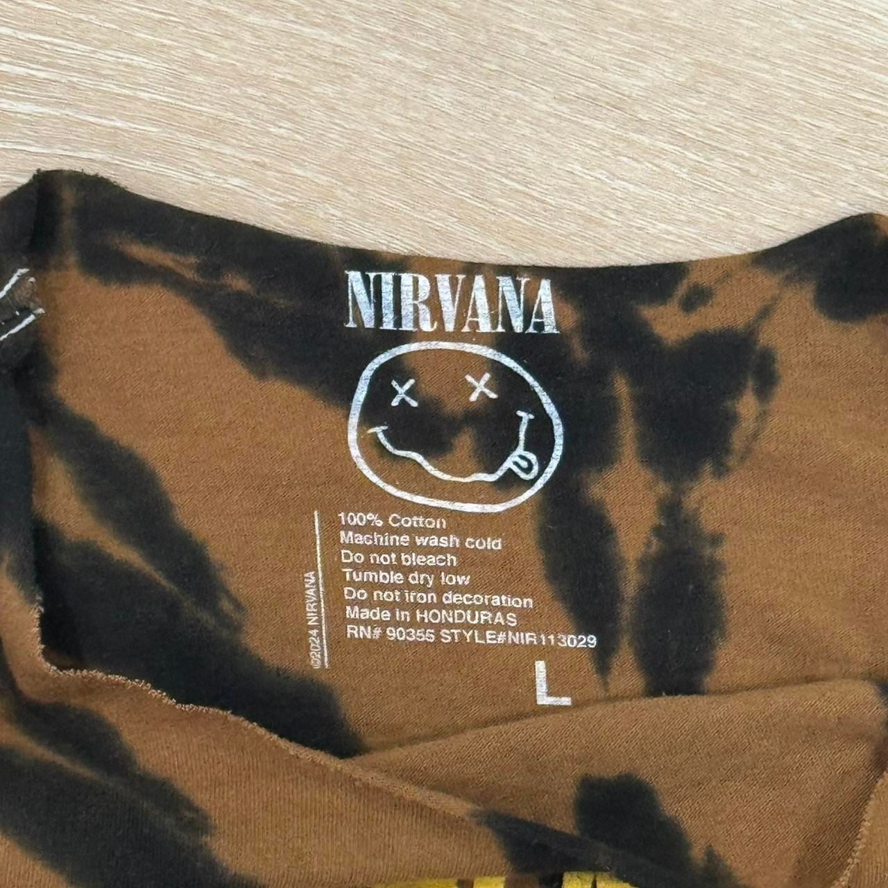 Nirvana Smiley Face Bleach Tie Dye Band T-Shirt Size Large 6