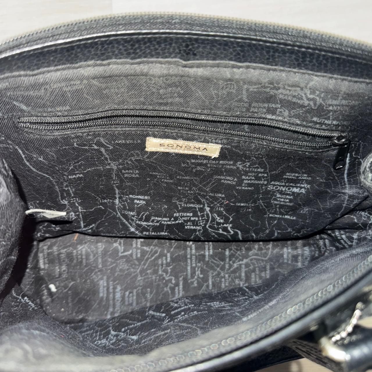 Vintage Sonoma Genuine Leather Satchel Handbag Black Pebbled Leather Purse 3