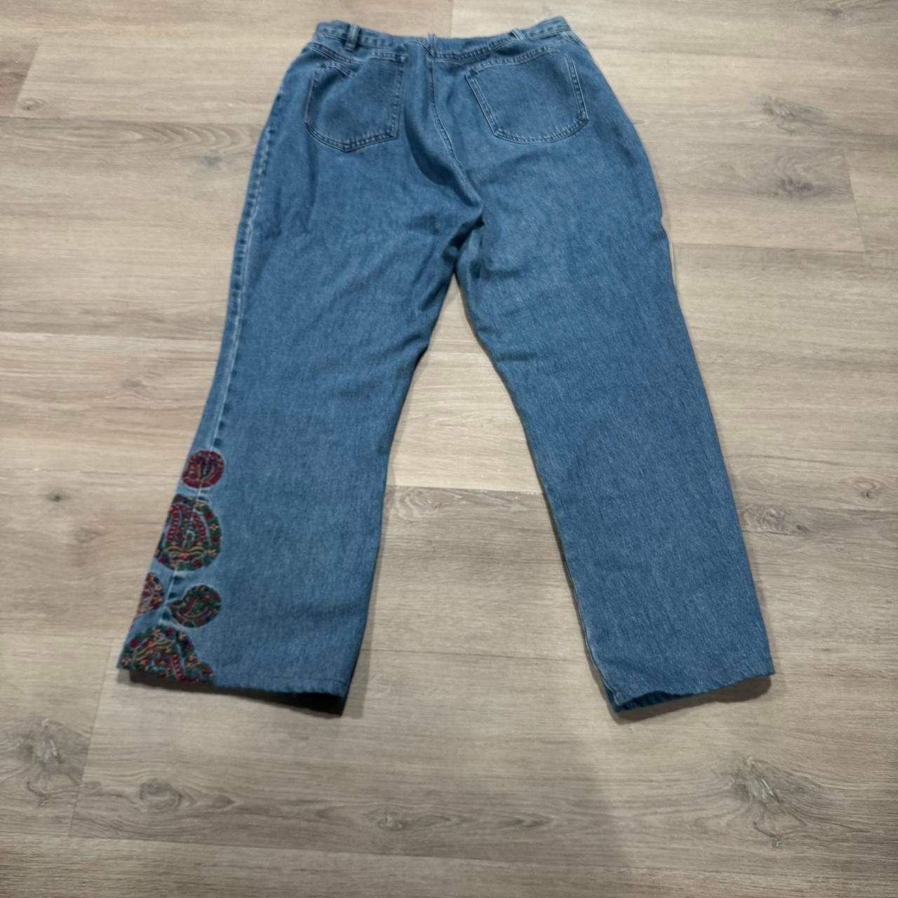 David Brooks Embroidered Paisley Blue Jeans Size 14 3