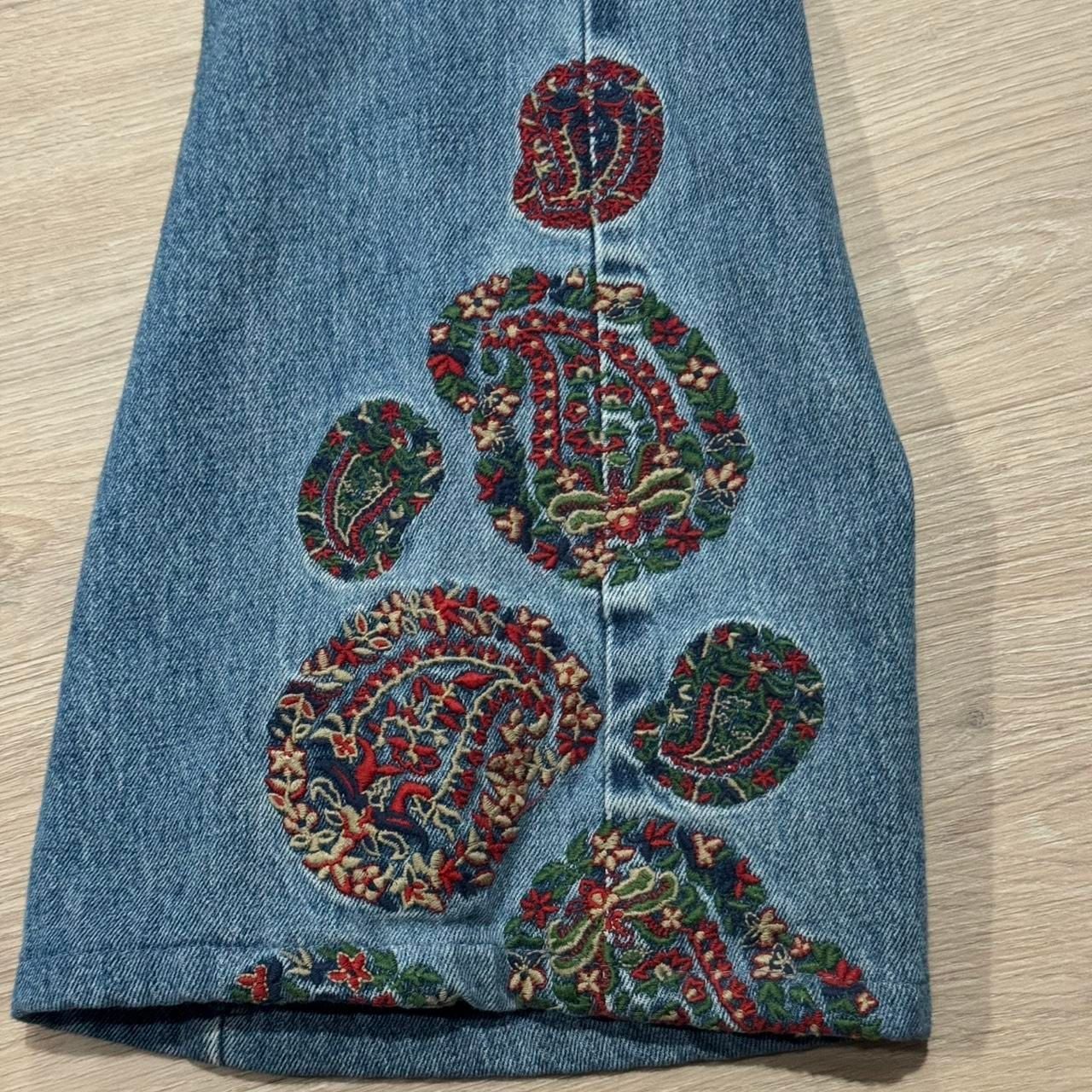 David Brooks Embroidered Paisley Blue Jeans Size 14 6