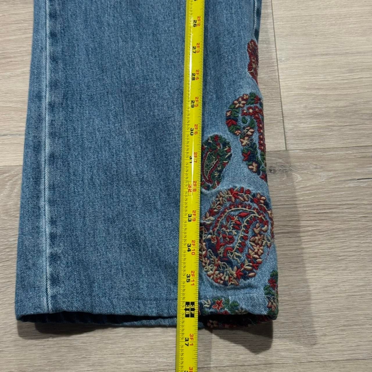 David Brooks Embroidered Paisley Blue Jeans Size 14 7