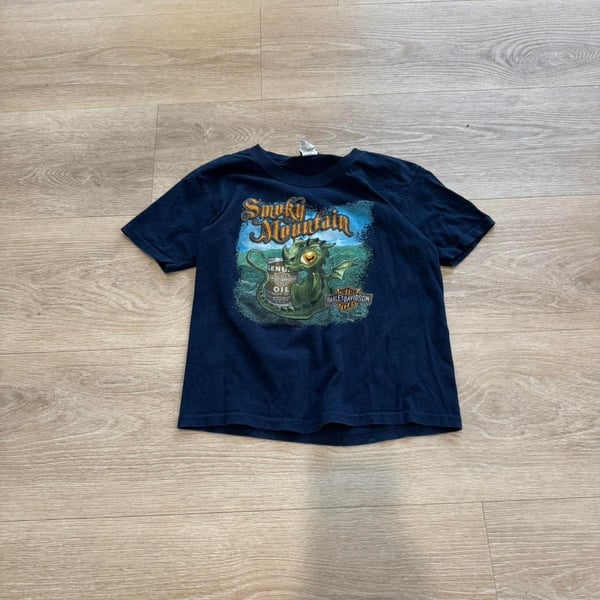 Harley Davidson Smoky Mountain Youth Graphic T-Shirt Navy Blue Size S