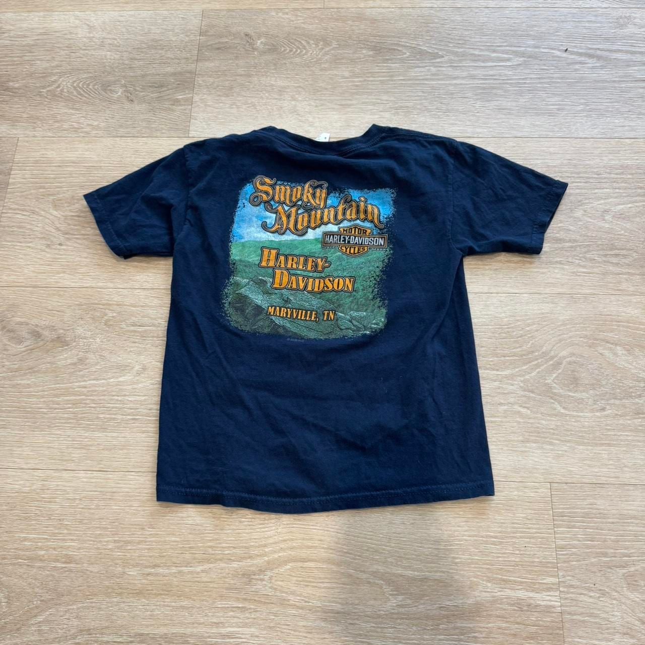 Harley Davidson Smoky Mountain Youth Graphic T-Shirt Navy Blue Size S 3