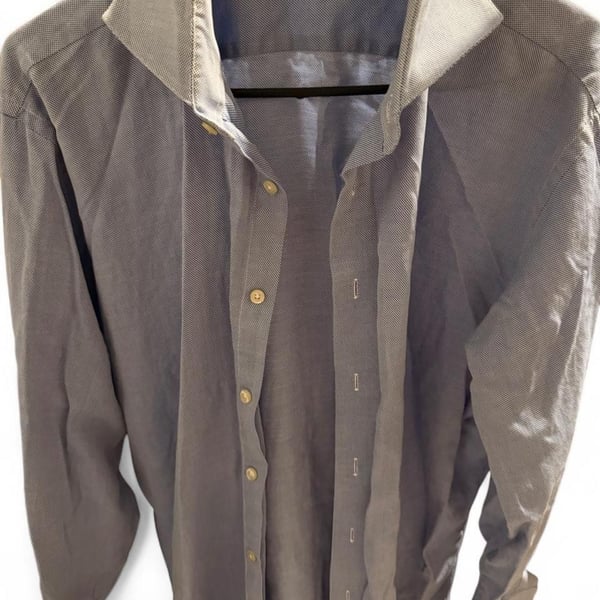 Tom James Men's Blue Textured Long Sleeve Dress Shirt