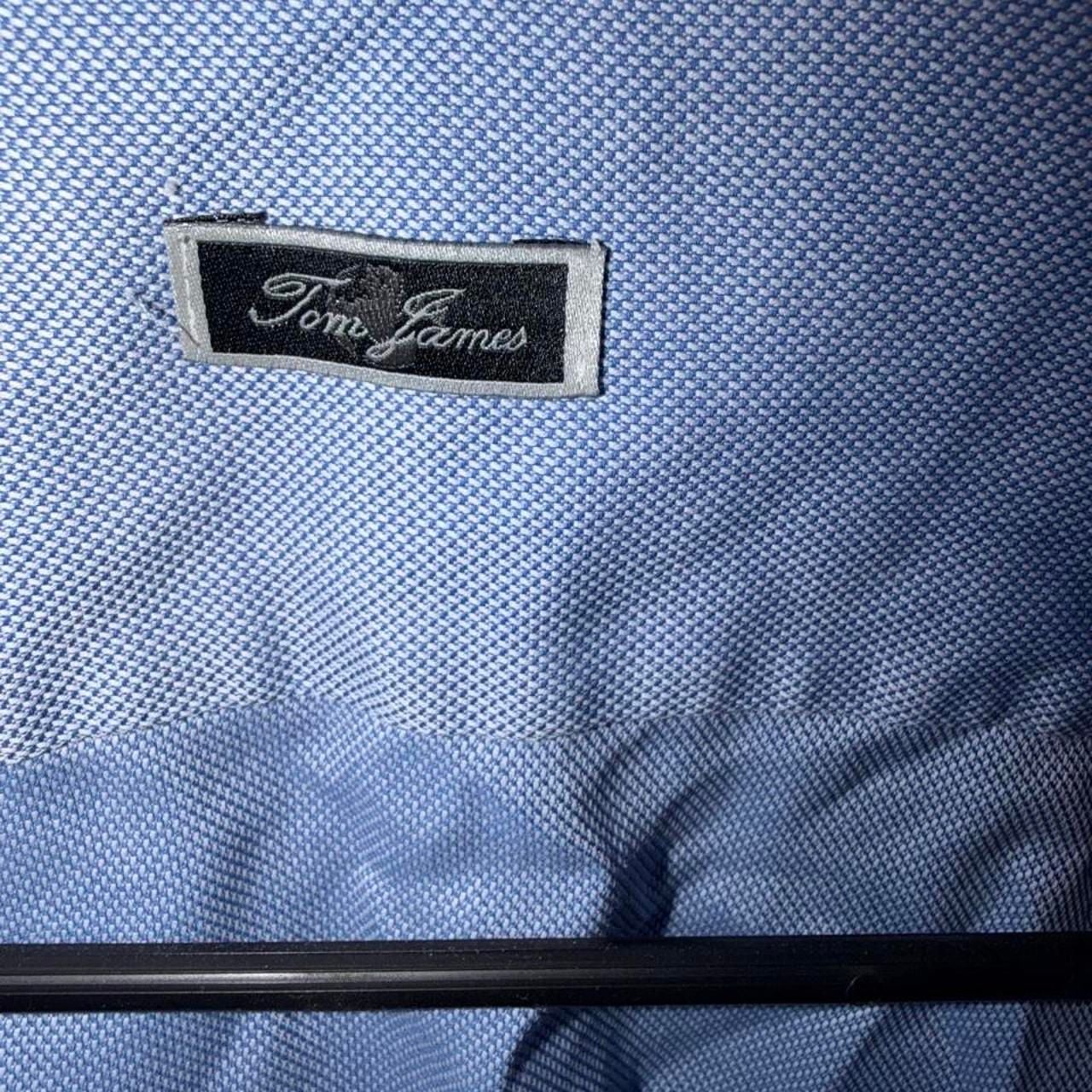 Tom James Men's Blue Textured Long Sleeve Dress Shirt 2