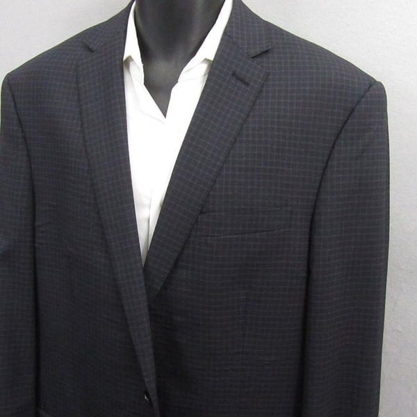 Murano Collezioni Men's 2-Piece Suit 44L Slim Fit Black Check Wool