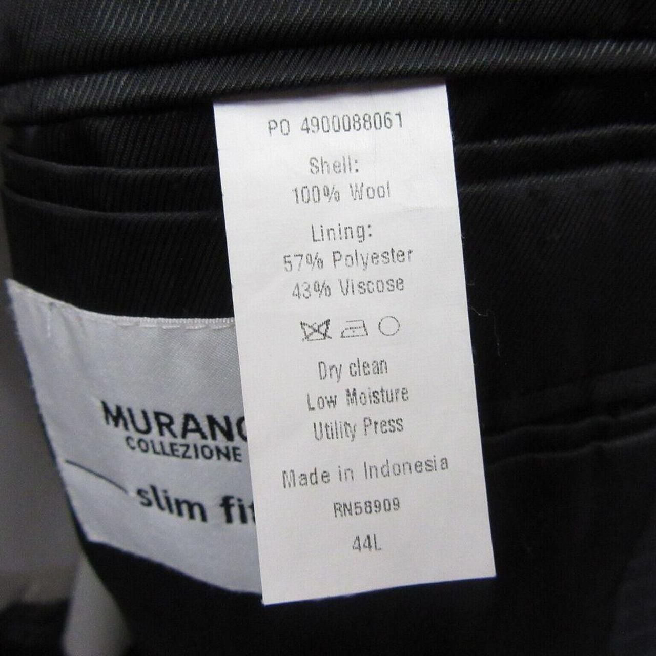 Murano Collezioni Men's 2-Piece Suit 44L Slim Fit Black Check Wool 8