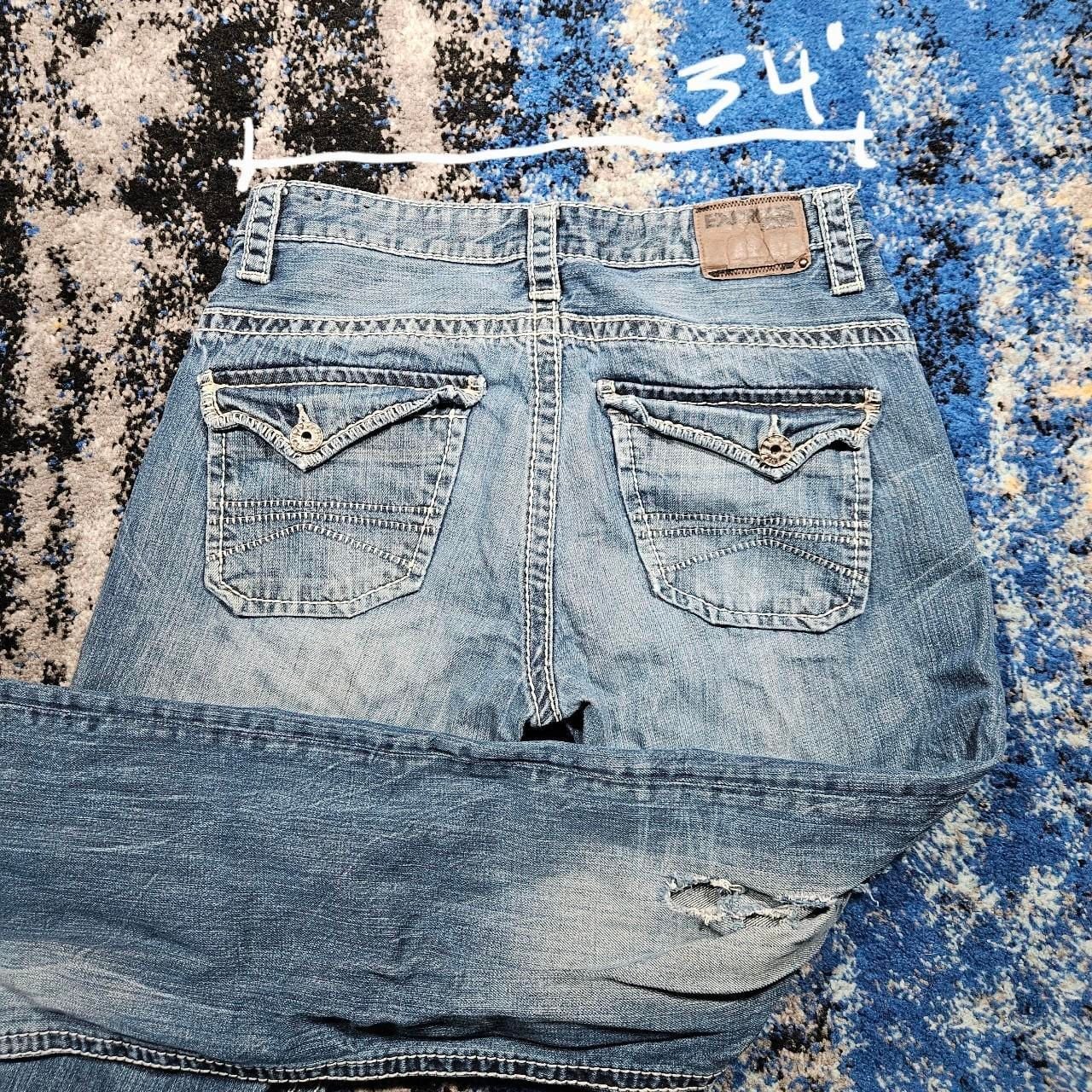 Express Classic Distressed Baggy Jeans Medium Wash 34x32 4