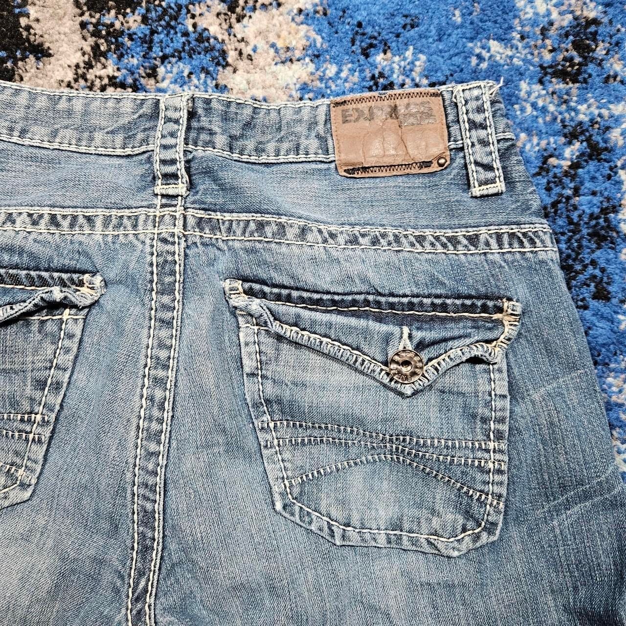 Express Classic Distressed Baggy Jeans Medium Wash 34x32 5