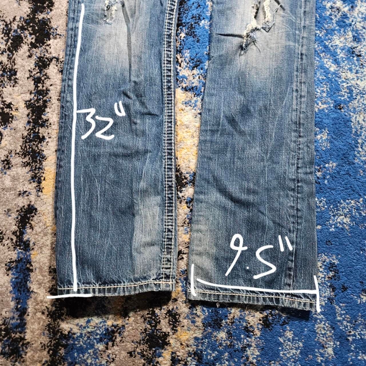 Express Classic Distressed Baggy Jeans Medium Wash 34x32 6