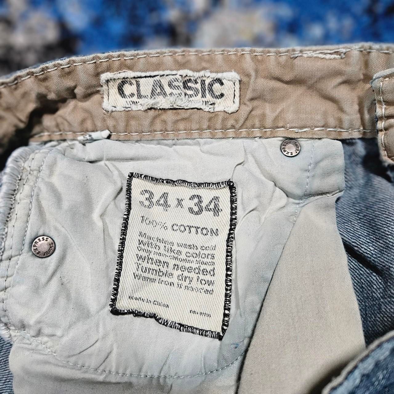 Express Classic Distressed Baggy Jeans Medium Wash 34x32 7