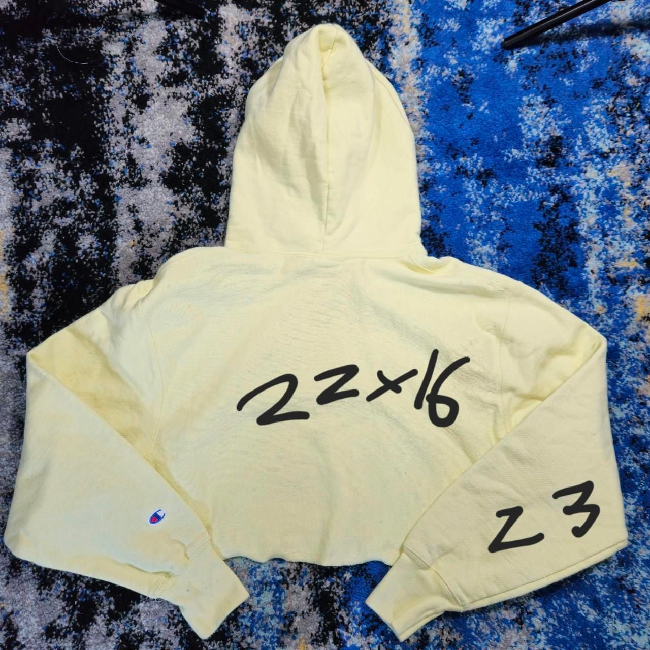Champion Reverse Weave Pale Yellow Custom Cropped Hoodie 2
