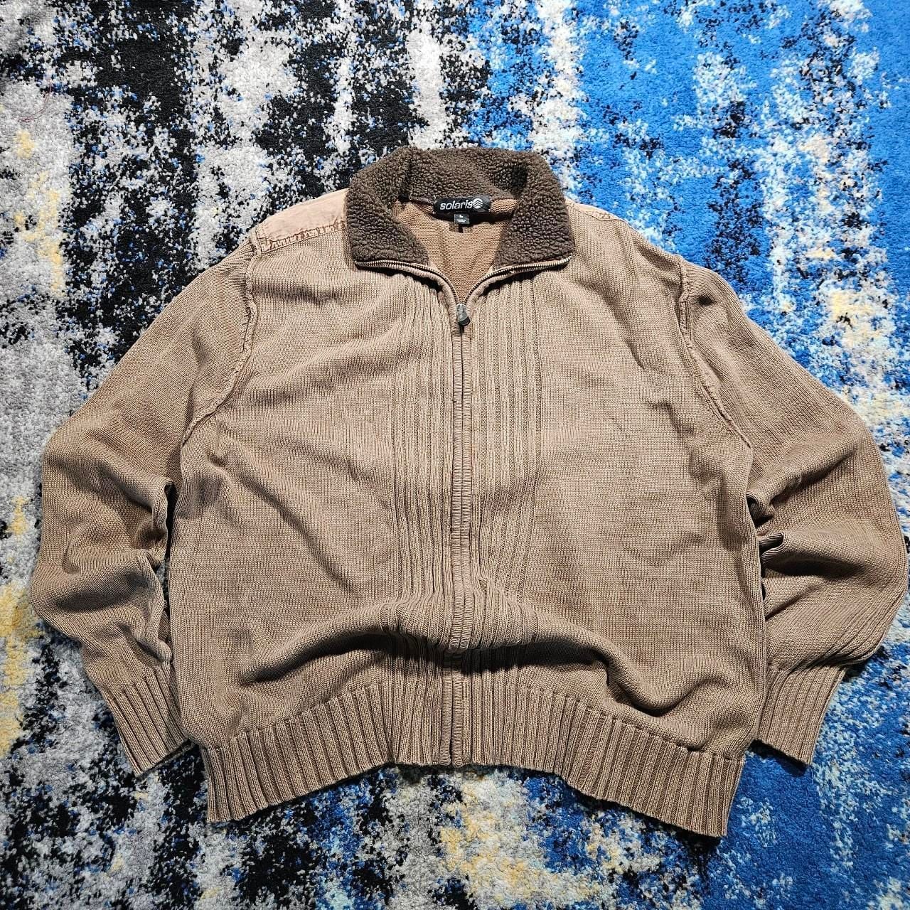 Vintage Solaris Full-Zip Cardigan Sherpa Collar Sweater 1